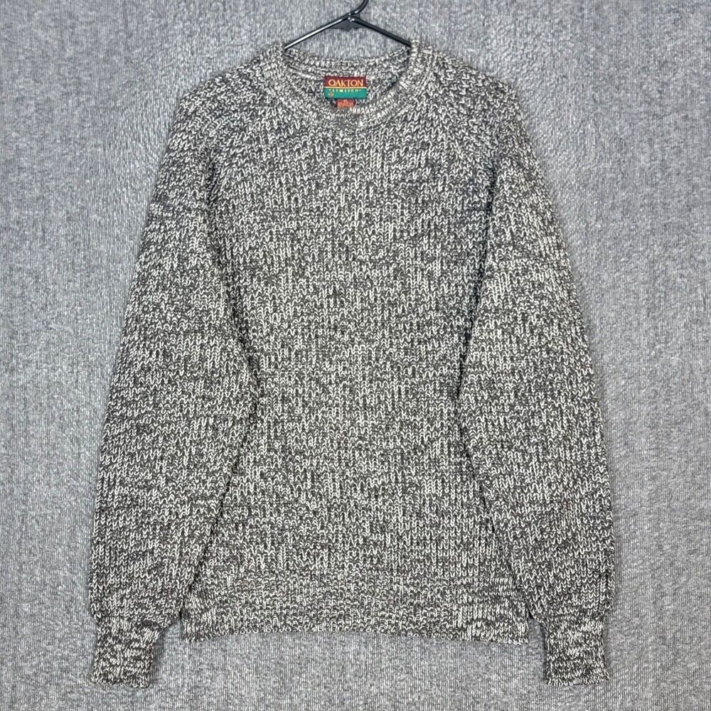 Vintage Oakton Limited Sweater Mens XL Heather Brown White 90s Acrylic Knit